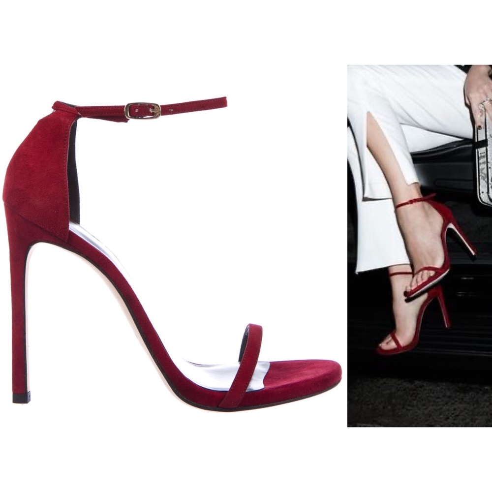 New Stuart Weitzman Nudist Sandals Scarlet Red 9.5